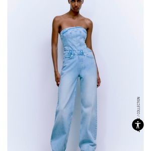 Zara Light Blue Denim Jumpsuit